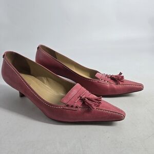Ann Taylor Pink Tassel Kitten Heels 8